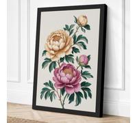 Peony Studies Botanical Canvas Wall Art Print 36x24 Inch (91 x 61 cm)