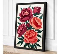 Peony Study in Pink Botanical Canvas Wall Art Print 24x16 Inch | Ready to Hang, Gallery Wrapped, Fade-Resistant Inks, Securely Packaged, UK Made