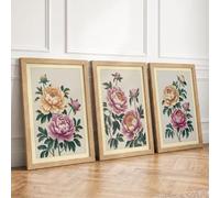 Peony Study Trio Botanical Set of 3 Framed Wall Art Prints A1