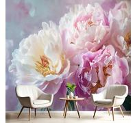 Peony Wallpaper 300×210 Cm, Watercolor Flowerswallpaper for Living Room, Kitchen, Bedroom, Restaurant Pink Silk Cloth Wall Paper