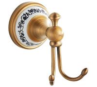 PEONYBATH Antique Bronze Brass Bath Towel Hooks, Wall Mounted Bathroom Hardware Accessories,Porcelain Design