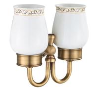 PEONYBATH Antique Bronze Brass Double Toothbrush Holder, Wall Mounted Bathroom Hardware Accessories,Pattern Carving Design