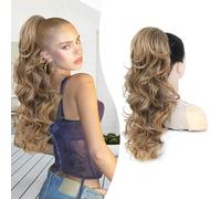 PEONYMEBEAUTY 22 inch Hair Extensions Clip in,Multi-layered Fluffy Thick Drawstring Ponytail Blonde Ponytail Extension Synthetic Hair Pieces for Women for Daily Use Brown to Blonde