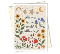 PEONYNFOX Welcome To The World Little One Baby Shower Card Pregnancy Gift for Expecting Mom Congratulations New Parents - Size 6.3"x4.7" Blank Inside with Envelope