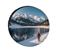 People Cross Lakes 26 Inch Oxford Tire Cover Replacement Travel Accessories Waterproof Dustproof Cover for RV Jeep SUV Camper