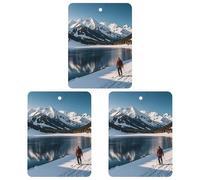 People Cross Lakes Car Air Freshener, 3 Pcs Square Hanging Air Freshener Cards, Long Lasting Fragrance Scented Cards for Car, Home, Office White-style