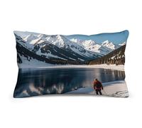 People Cross Lakes Pillow Cover Double-Sided Soft Pillowcase 8"x12", Decorative Throw Pillow Case for Sofa Bed Car Outdoor