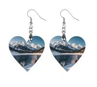 People Cross Lakes Wooden Earrings for Women, Vintage Elegant Wood Jewelry, Lightweight Earrings for Wedding, Party, Everyday Jewelry Gift, Love, Wood, wood
