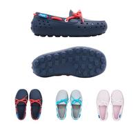 People Footwear Senna Kids - Waterproof Slip-On Rubber Loafers, Lightweight Durable Boat Shoes for Boys & Girls, Non-Slip Water Shoes for Outdoors, Mariner Blue/Red, 9 Little Kid