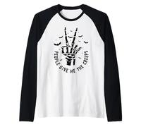 People Give Me The Creeps Funny Halloween Introvert Raglan Baseball Tee