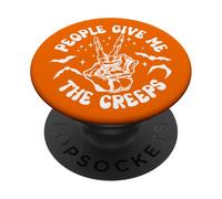 People Give Me The Creeps Funny Skeleton Halloween PopSockets Adhesive PopGrip