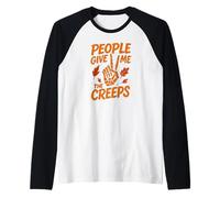 People Give Me The Creeps - Funny Spooky Humor Design Raglan Baseball Tee