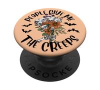 People Give Me The Creeps Halloween Skeleton Skulls Party PopSockets Adhesive PopGrip