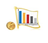 People Happiness Index Declined Golden Metal Flag Lapel Pin Badge