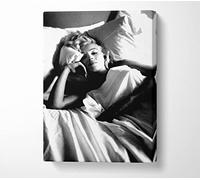 People Marilyn Monroe In Bed Canvas Print Wall Art - Canvas Art Small 14 x 20 Inches