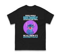 People Should Seriously Stop Expecting Normal from Me Stitch T-Shirt - Boys Girls Stitch Cartoon Funny Sarcastic Joke Unisex Gift Tee Top (Black, M)