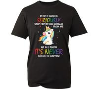 People Should Seriously Stop Expecting Normal from Me Unicorn Horse T-Shirt Funny Sarcastic Joke Unisex Gift Tee Top (Black, M)