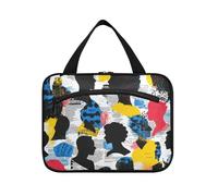 People Silhouette Art Street Hanging Mens Toiletry Bags for Traveling with Hook, Designer Essential Makeup Bag Organizer for Women Vacation kit de para Mujer L