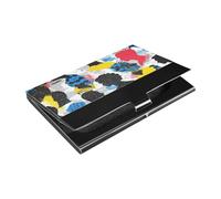 People Silhouette Art Street Ultra-thin card holder for business card With Leather & Stainless Steel card organizer for Travel Home or Office Use