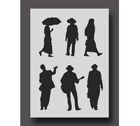 People Silhouette Stencil, Template for Drawing & Painting, Reusable Art Stencil - A4 Size 21X30CM_3