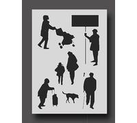 People Silhouette Stencil, Template for Drawing & Painting, Reusable Art Stencil - A4 Size 21X30CM_6