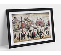 People Standing About Ls Lowry Style Framed Wall Art Print Picture - A1 - Black Frame