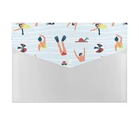 People Swimming in The Pool Sea Water Different Actions 6 Pockets Expanding File Organizer, File Manager Flap and Snap Button Closure for Student Teacher Doctor School 13 x 9.1 inch