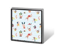 People Swimming in The Pool Sea Water Different Actions Square Badge Smooth Surface Lapel Tie Pin, Lightweight Badge for Women Men Office Worker Nurse Teacher Student Shirts Backpack