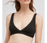 People Tree Organic Cotton Lace Triangle Bra - Black