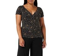 People Tree Women's Kaveri Shibori Print Top in Multi on Black, GOTS Certified Organic Cotton, Size 16