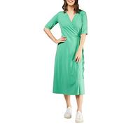 People Tree Women's Mishka Wrap Dress in Greenbriar, GOTS Certified Organic Cotton, Size 16