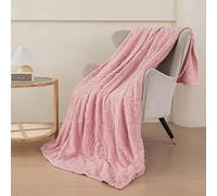 Peopleareok Pink Fleece Blanket Throw Size for Couch or Bed, 3D Butterfly Jacquard Decorative Blankets, Cozy Soft Lightweight Fuzzy Flannel Blanket Suitable for All Seasons(50"×60", Pink)