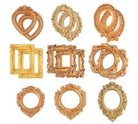 Peosaard 15PCS Mini Vintage Frames Resin Small Gold Frames Ornaments with Floral Relief for DIY Crafts, Jewelry Display, Home Decor, Tiny Gold