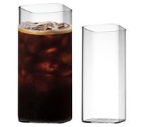 Peosaard 2Pcs Drinking Glasses 400ml Clear Square Glass Cups Cocktails Glasses for Water Juice Beer Drinks cocktail glasses