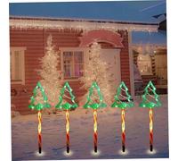 Peosaard 5Pcs Solar Christmas Pathway Lights Waterproof, Christmas Pathway Lights Tree Shape, LED Garden Stake Ornament for Walkway Yard Lawn