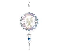 Peosaard 6 Inch Wind Spinners for Garden Hanging Wind Spinners Metal 3D Wind Chimes with Ball Spiral Tail for Outdoor Yard Art Decoration Butterfly, Hanging Garden Spinner