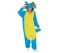 Peosaard Axolotl Onesie Hooded Axolotl Costume Cute Robe Soft Fluffy Robe Adult Animal Bathrobe Loungewear Sets Woman for Halloween,M Axolotl Onesie