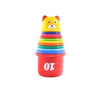 Peosaard Baby Building Set, Baby Bear Educational Toys Stacking Nesting Cups Building Toys Stack Up Cups 9-Piece Set for Kids with Figures and Letters, Stacking & Nesting