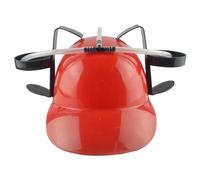 Peosaard Beer Drinking Hat, Beer Hat Drinking Fun Drink Safe Plsatic Helmet with Can Holder and Straw, Funny for Soda Party Football Games Novelty Red, Hats