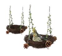 Peosaard Bird Hanging Hammock, Bird Nest Swing Bed Toy 2Pcs Natural Rattan Nest Parrot Cage Hammock Stand for Parakeet Cockatiel Cockatoo, Parrot