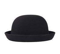 Peosaard Black Bowler Hat,Trendy Formal Round Top Hat with Rolled Brim,Unisex Felt Black Fedora Hat for Daily Wear,Banquet,Photos