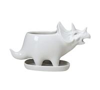 Peosaard Ceramic Succulent Planter Pot Cute Dinosaur Shape Animal Desktop Flowerpot Decor White