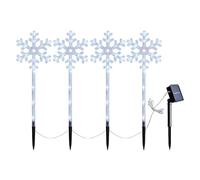 Peosaard Christmas Solar Lights Outdoor, Solar Christmas Lights Outdoor 4Pcs Snowflake LED Pathway with Stakes Waterproof Long-Lasting Sparkling for Patio Yard