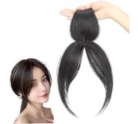 Peosaard Clip in Bangs Side Parted Hair Toppers for Real Human Hair 360° Cover Pieces Wispy Fake Bangs Clip in Hair Extensions for Women Daily Wear, Natural Black Hair Toppers