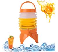 Peosaard Collapsible Drink Dispenser with Tap and Stand 5.5L Plastic Juice Water Dispenser with Handle Beverage Dispenser for Outdoor Picnic BBQ Parties Orange, Plastic Drinks Dispenser
