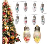 Peosaard Cute Christmas Decor, Vintage Christmas Lights 6.6ft 10 LED Tree Lights with Tree & Snow & Cute Doll Ornaments for Home Patio Fireplace Decor, Decorations