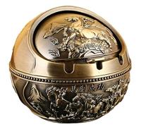 Peosaard Decorative Ash Trays with Lid Vintage Metal Cool Ashtrays Portable Windproof Ashtray for Home Car Office Outside, Cool Ashtrays