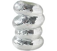 Peosaard Disco Ball Bowl, Disco Ball Planter, Silver Mirror Vase with Spiral Mosaic Design 6 Inch Unique Flower Pot for Succulents, Table Centerpiece & Home Decor, Planter