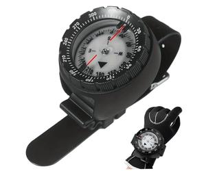 Peosaard Dive Compass Waterproof Night Vision Wrist Compass Precise Underwater 50m/164ft Watch with TPU Band Black, Watch