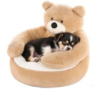 Peosaard Dog Bed, Small Dog Bed Cute Hug Plush Comfy Teddy Bear Machine Washable & Non-Slip for Home Your Beloved, Chair